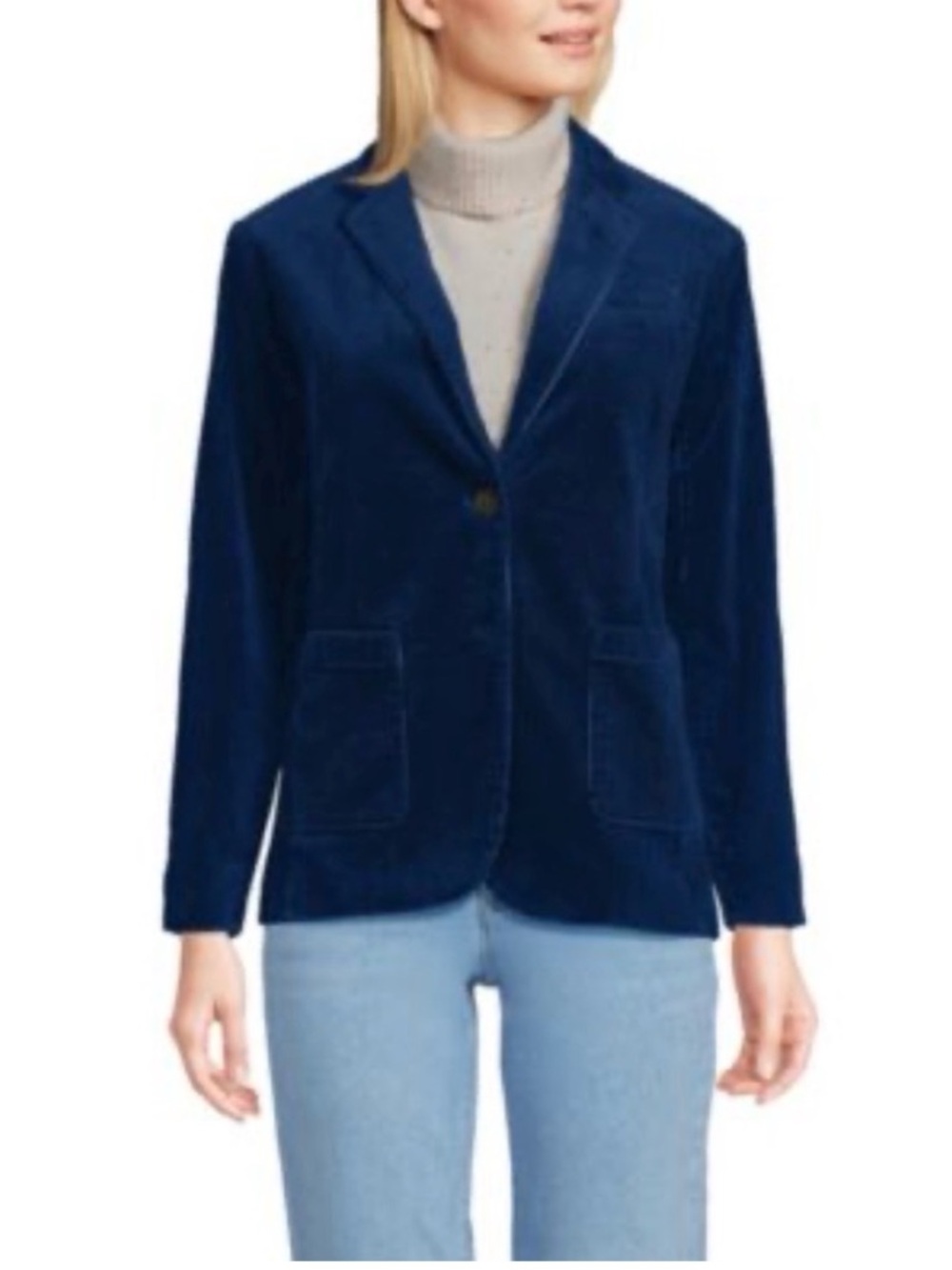 NWT Lands’ End Corduroy Blazer Jacket in Deep Sea Blue Size Small (6-8)